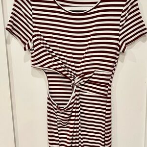 Striped Knot-Front Dress